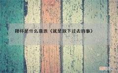 就是放下过去的事 释怀是什么意思