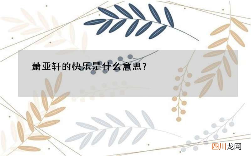 萧亚轩的快乐是什么意思？