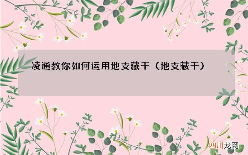 地支藏干 凌通教你如何运用地支藏干