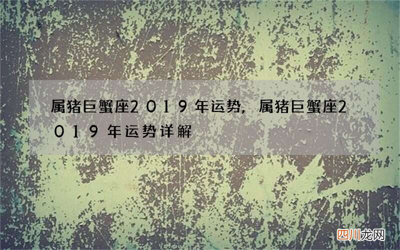 属猪巨蟹座2019年运势,属猪巨蟹座2019年运势详解