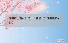 半球电磁炉e3 电磁炉出现e3是什么意思
