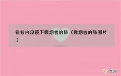 吸烟者的肺图片 看看内窥镜下吸烟者的肺