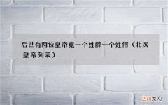 北汉皇帝列表 后世有两位皇帝竟一个姓薛一个姓何