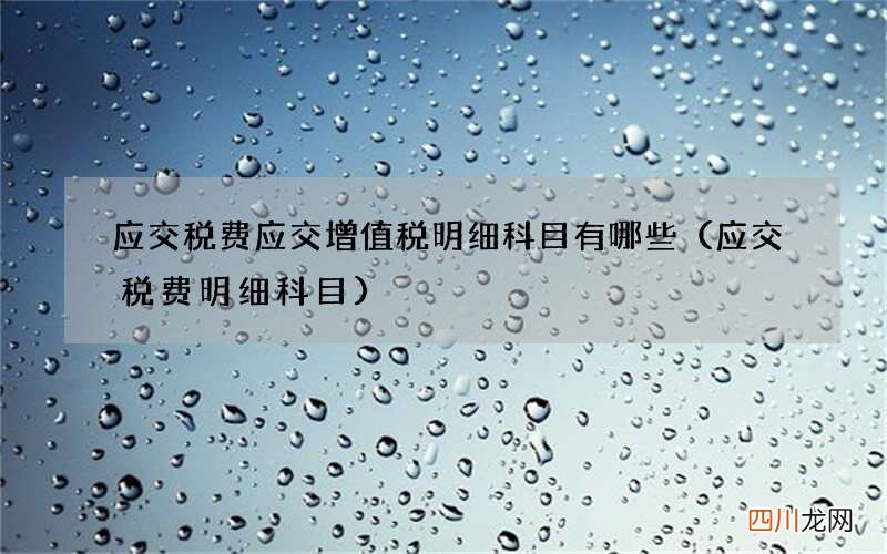 应交税费明细科目 应交税费应交增值税明细科目有哪些