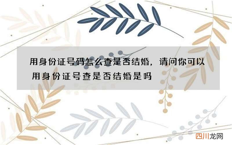 用身份证号码怎么查是否结婚，请问 你可以用身份证号查是否结婚是吗