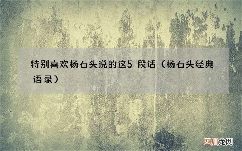 杨石头经典语录 特别喜欢杨石头说的这5段话