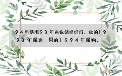 94狗男和93年鸡女结婚好吗，女的1993年属鸡，男的1994年属狗，