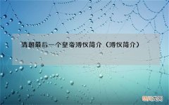溥仪简介 清朝最后一个皇帝溥仪简介