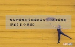 蒙娜丽莎的25个秘密 专家把蒙娜丽莎的眼睛放大二十倍