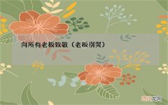 老板别哭 向所有老板致敬