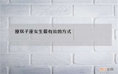 撩双子座女生最有效的方式