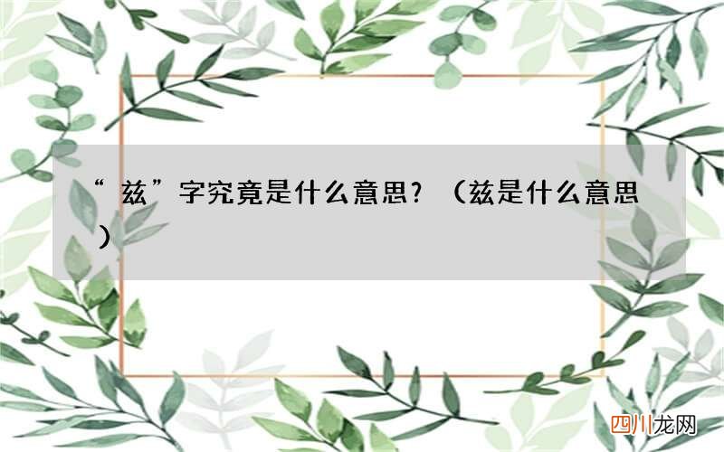 兹是什么意思 “兹”字究竟是什么意思？