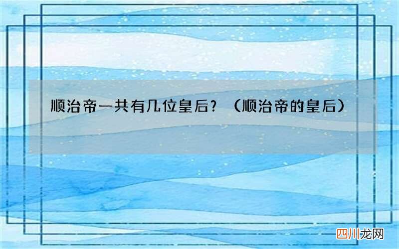顺治帝的皇后 顺治帝一共有几位皇后？