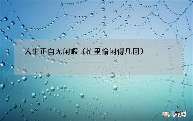 忙里偷闲得几回 人生正自无闲暇