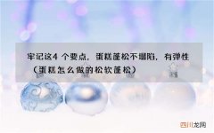 蛋糕怎么做的松软蓬松 牢记这4个要点，蛋糕蓬松不塌陷，有弹性