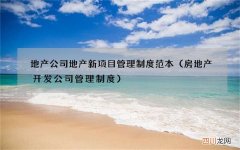 房地产开发公司管理制度 地产公司地产新项目管理制度范本