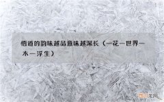 一花一世界一木一浮生 悟道的韵昧越品意味越深长