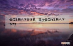 情侣生辰八字查询表，请教情侣的生辰八字配对