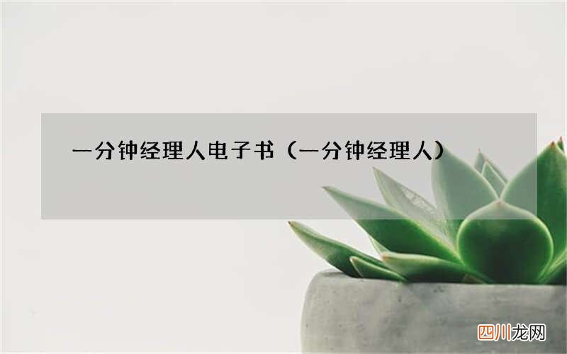 一分钟经理人 一分钟经理人电子书