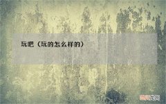 玩的怎么样的 玩吧