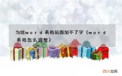 word表格怎么调整 为啥word表格前面加不了字