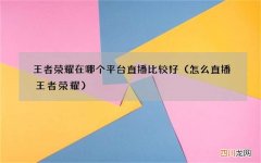怎么直播王者荣耀 王者荣耀在哪个平台直播比较好