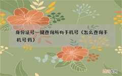怎么查询手机号码 身份证号一键查询所有手机号