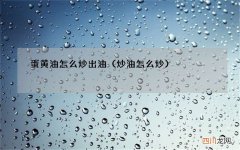 炒油怎么炒 蛋黄油怎么炒出油