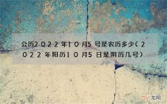 2022年阳历10月5日是阴历几号 公历2022年10月5号是农历多少