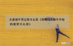 我明白太放不开你的爱是什么歌 太委屈不哭泣是什么歌