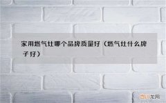 燃气灶什么牌子好 家用燃气灶哪个品牌质量好