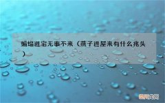 燕子进屋来有什么兆头 蝙蝠进宅无事不来