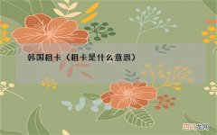 粗卡是什么意思 韩国粗卡