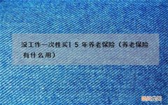 养老保险有什么用 没工作一次性买15年养老保险