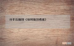 如何挽回情感 分手后挽回