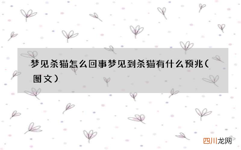 图文 梦见杀猫怎么回事 梦见到杀猫有什么预兆