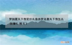 图文 梦到夏天下雪是什么意思 梦见夏天下雪怎么回事