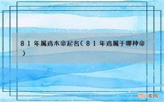 81年鸡属于哪种命 81年属鸡木命起名