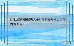 生肖龙与十二生肖的婚配表 生肖龙五行婚配表大全