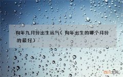 狗年出生的哪个月份的最好 狗年九月份出生运气