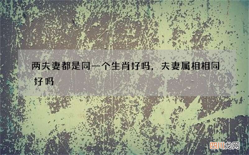 两夫妻都是同一个生肖好吗，夫妻属相相同好吗