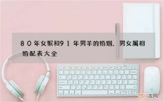 80年女猴和91年男羊的婚姻，男女属相婚配表大全
