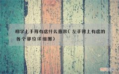 左手背上有痣的各个部位详细图 相学上手背有痣什么意思