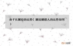 腿短腿粗人的运势如何 身子长腿短的运势