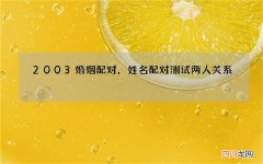 2003婚姻配对，姓名配对测试两人关系