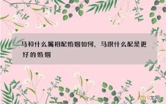 马和什么属相配婚姻如何，马跟什么配是更好的婚姻