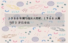 1966年属马的女人婚配，1966人属马53岁后命运