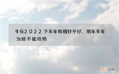 牛在2022下半年婚姻好不好，明年牛年为啥不能结婚