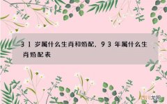 31岁属什么生肖和婚配，93年属什么生肖婚配表