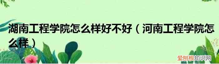河南工程学院怎么样 湖南工程学院怎么样好不好
